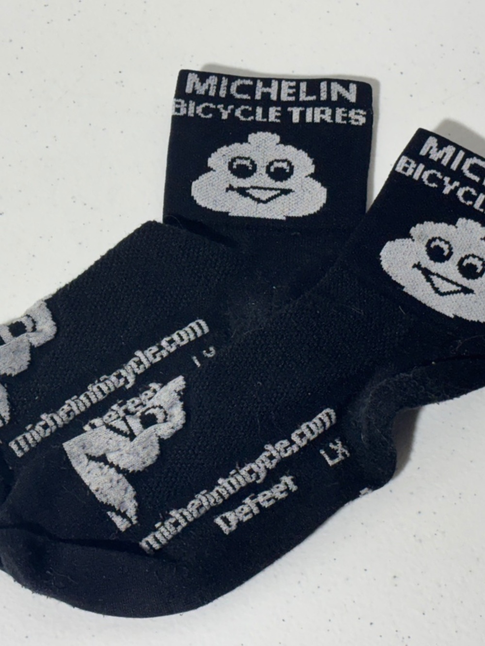 DeFeet Breathable Cycling 6" Socks Michelin Bibendum Theme Bicycle Tires VGC